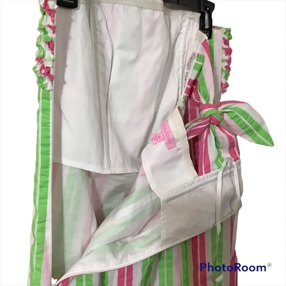 Lilly Pulitzer Strapless Pink & Green Striped Sundress - Picture 8 of 14